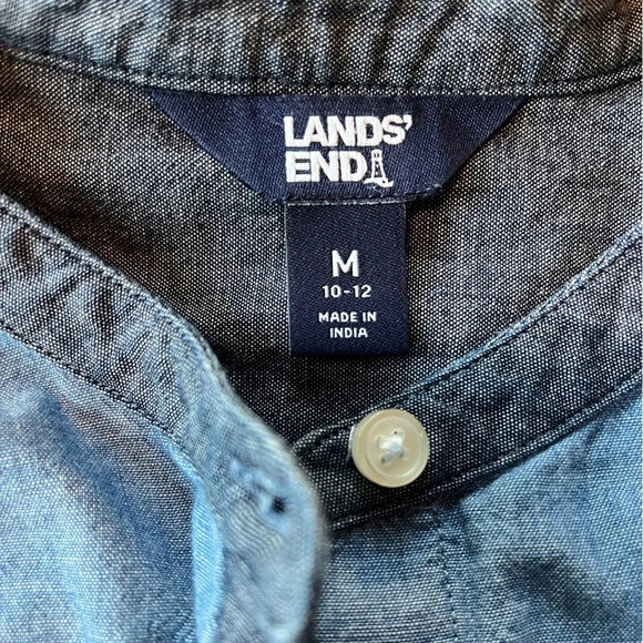 Lands End Denim Shirt Dress, Contrasting Pocket/Sleeves Side Hidden Pockets, M - Picture 6 of 10